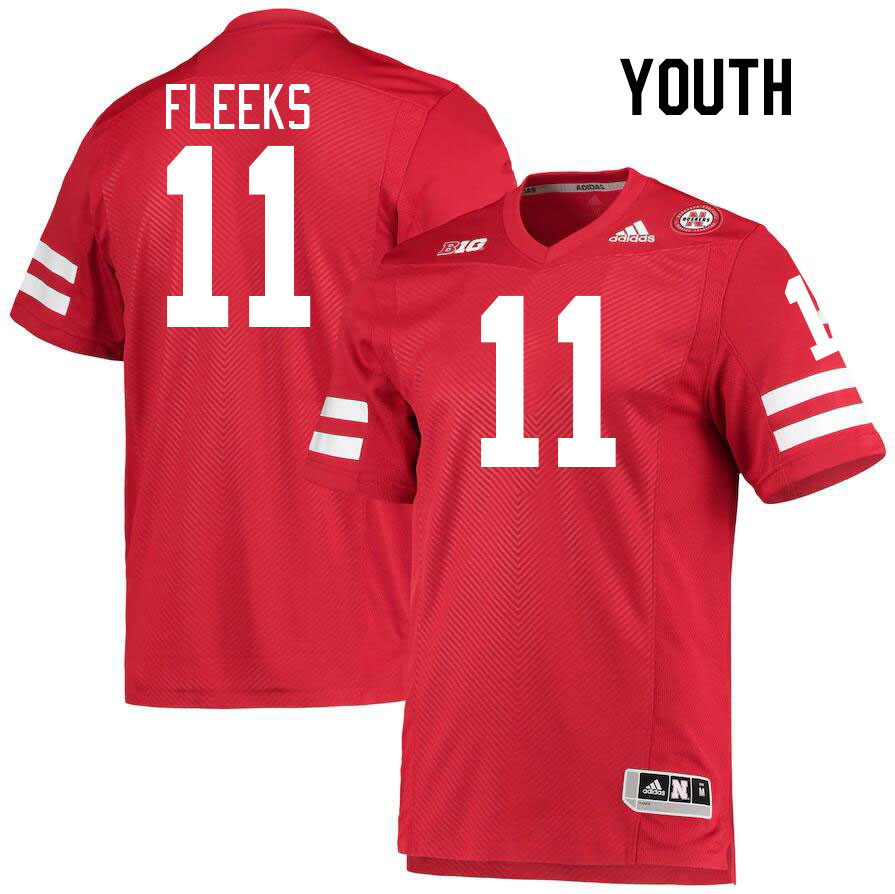 Youth #11 Joshua Fleeks Nebraska Cornhuskers College Football Jerseys Stitched Sale-Red - Click Image to Close